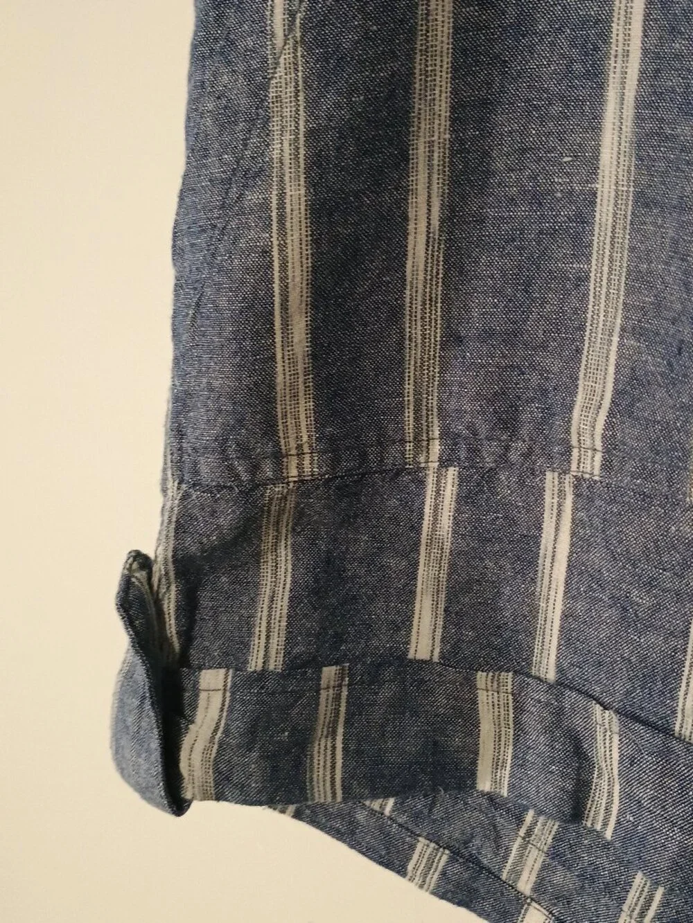 Gap Women’s Size 16 Blue White Striped Linen Cotton Shorts Cuffed Hem Casual